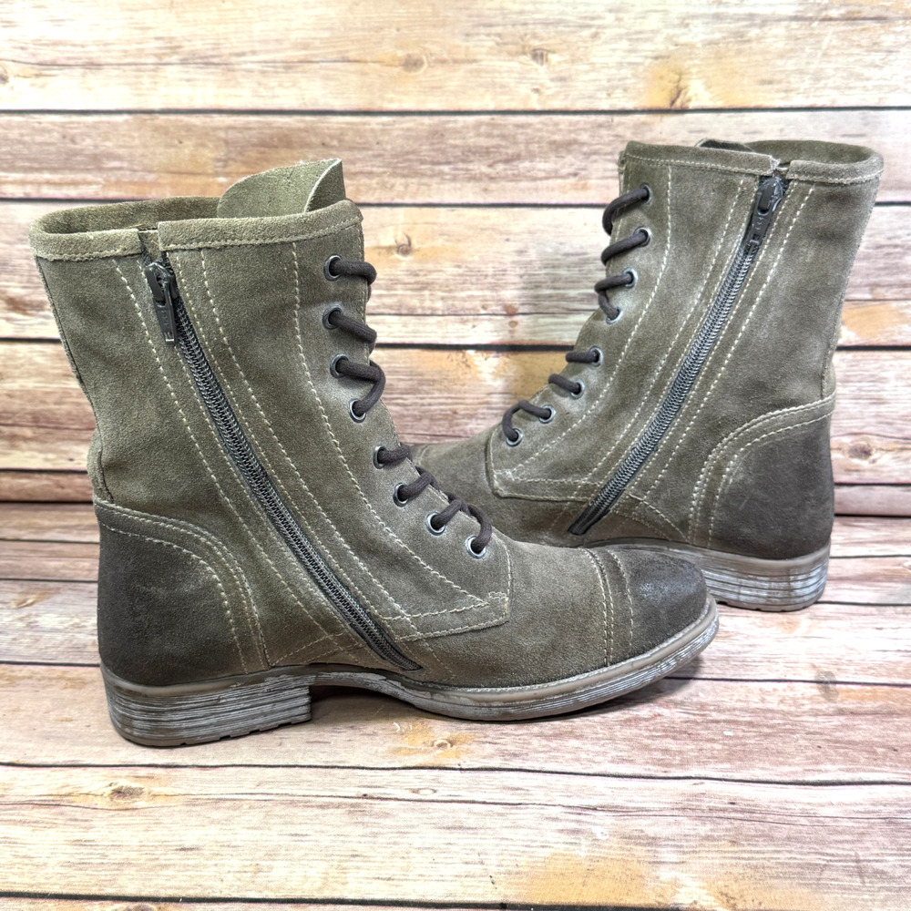 Roan Bed Stu Affair Distressed Hand Finished Suede Cap Toe Combat Boots 8.5 - Picture 5 of 9
